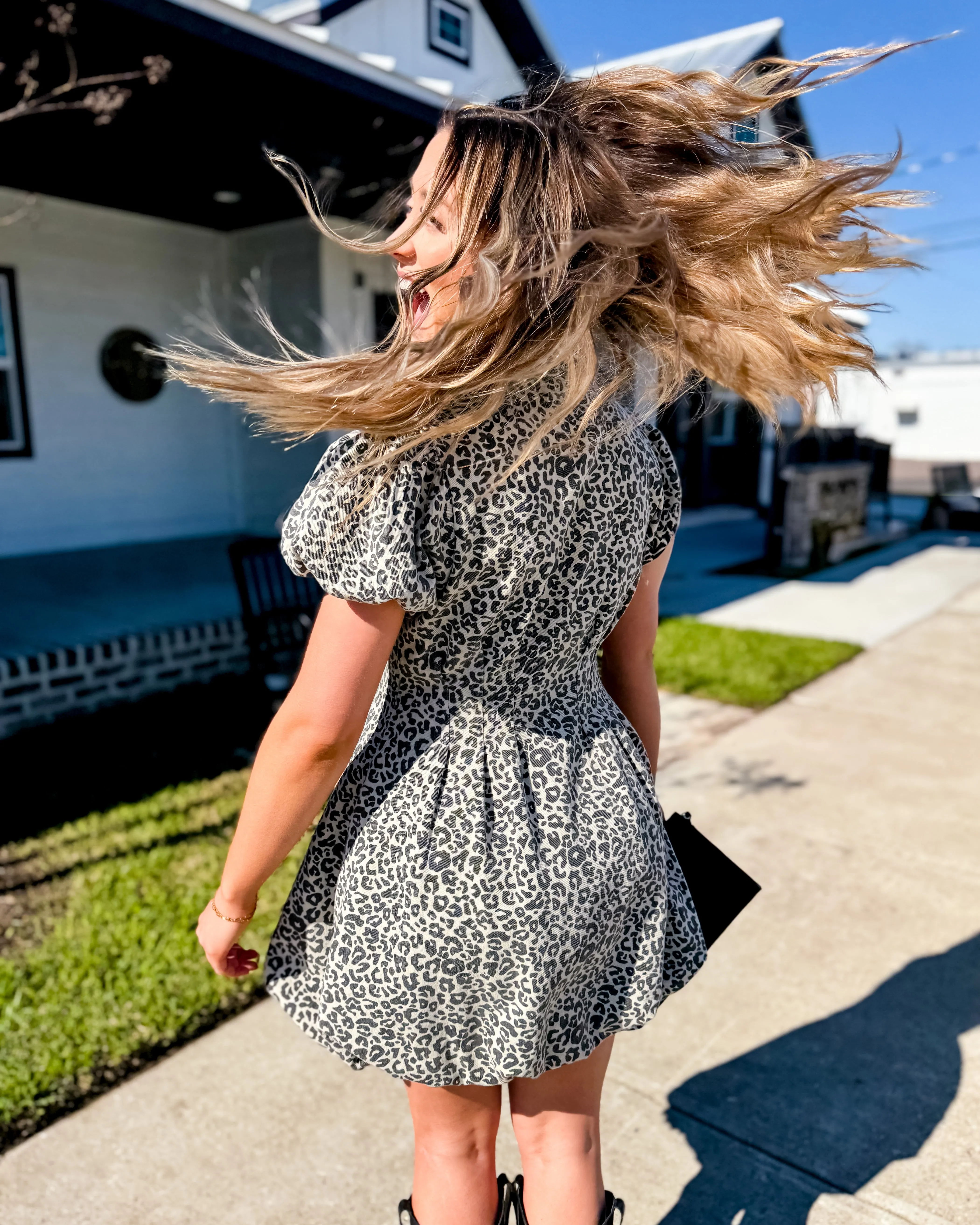 Cheetah Zipper Front Mini Shirt Dress