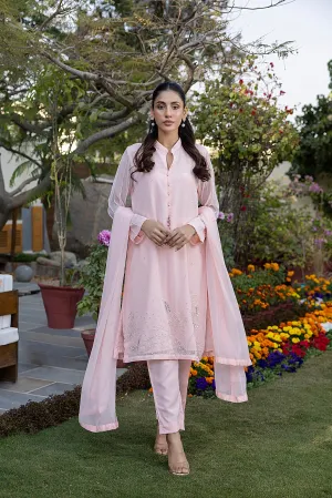 Classic Pwd Pink Embroidered stitched 3-piece