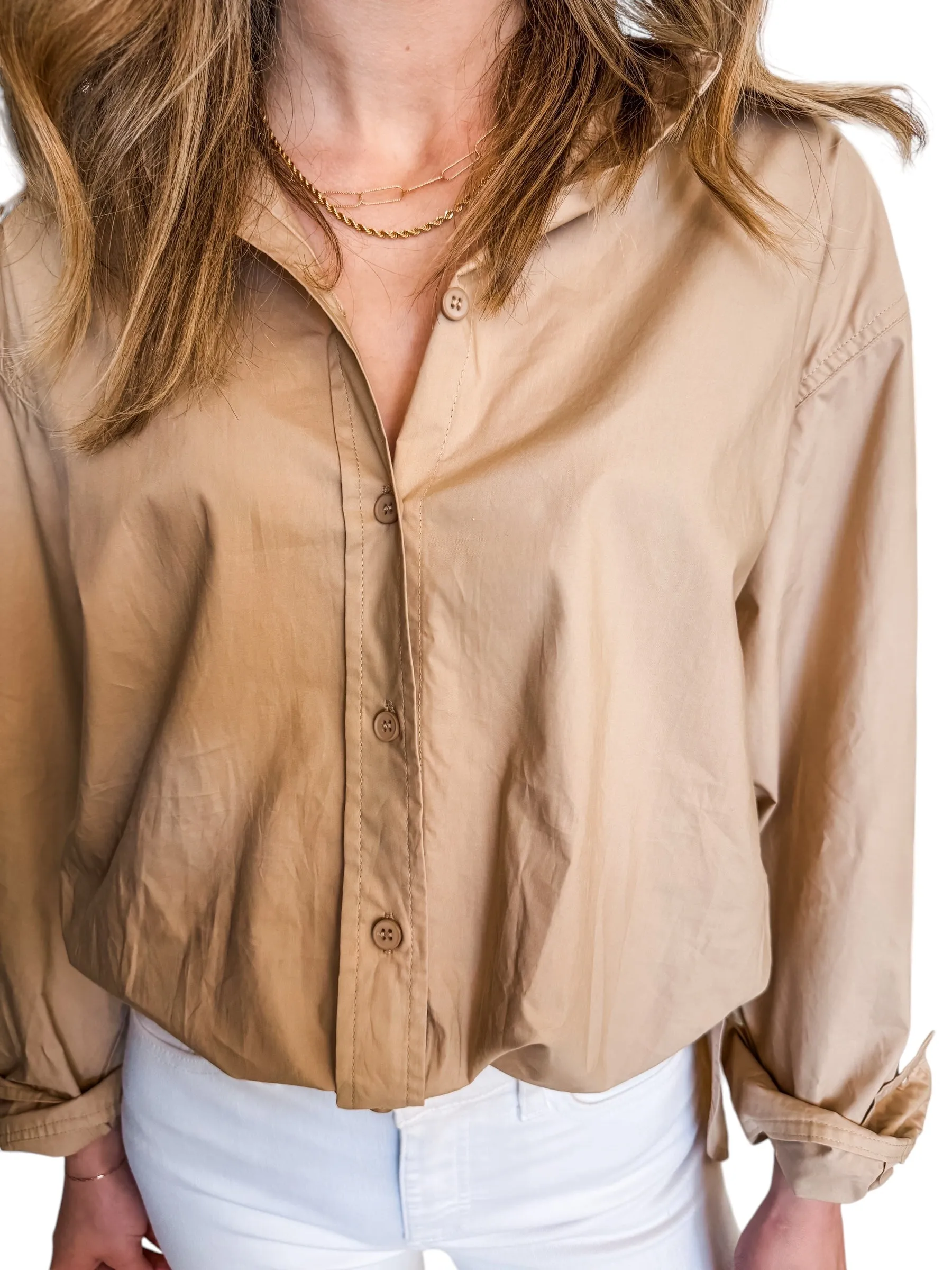 Classically Cute Button Up in Taupe