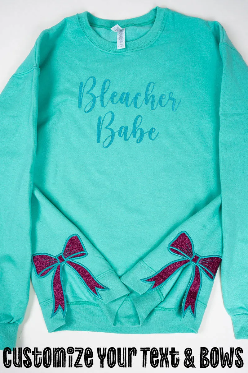 Cool Mint You Design It Embroidered Side Bows Unisex NuBlend Crew Sweatshirt *Customize Your Text and Bows