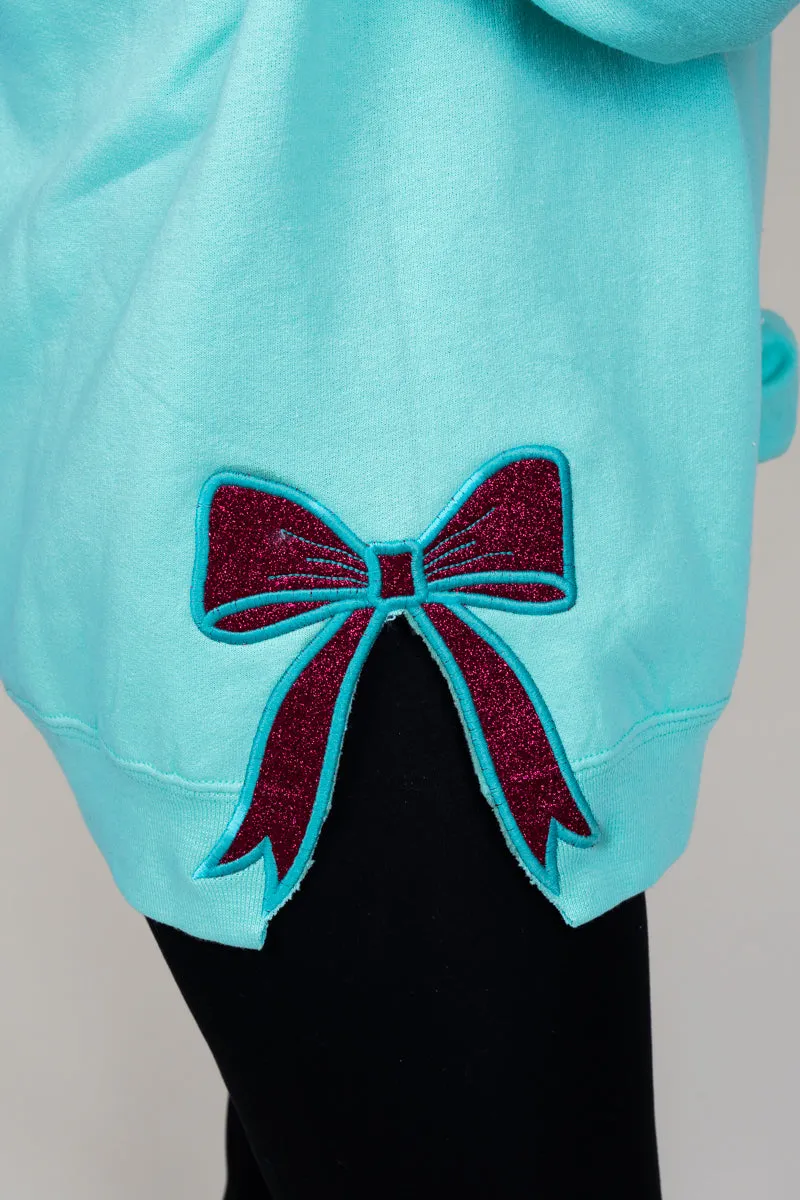 Cool Mint You Design It Embroidered Side Bows Unisex NuBlend Crew Sweatshirt *Customize Your Text and Bows