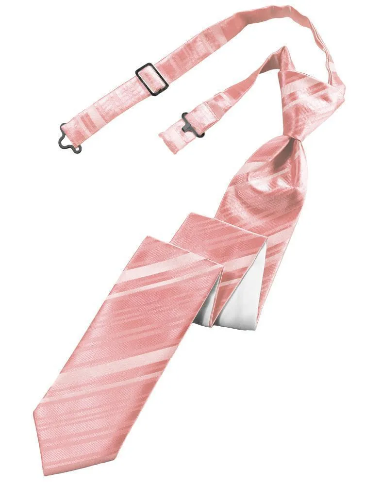 Coral Striped Satin Skinny Necktie