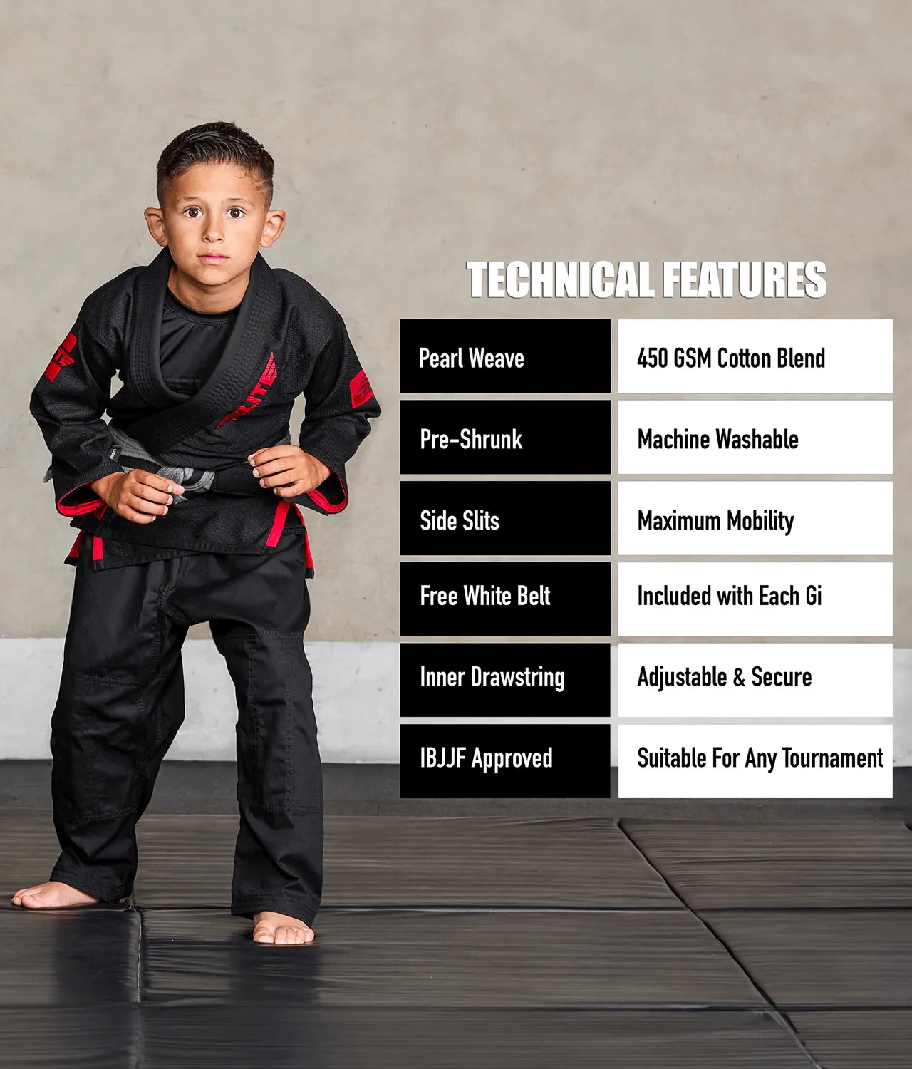 Core Black Brazilian Jiu Jitsu Kids BJJ Gi