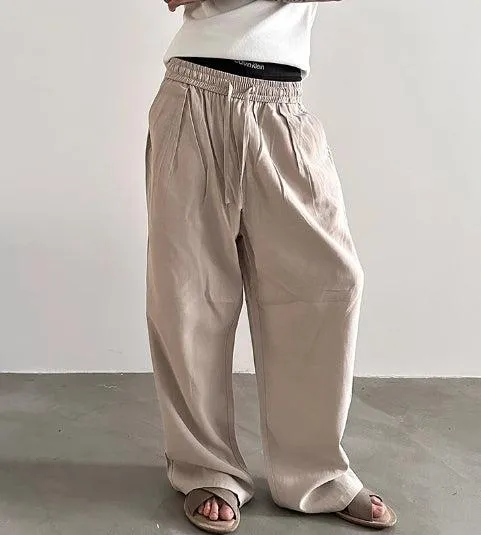 Cotton and Linen Drawstring Pants