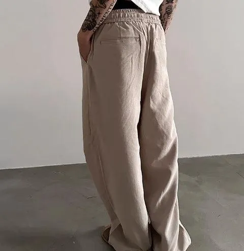 Cotton and Linen Drawstring Pants