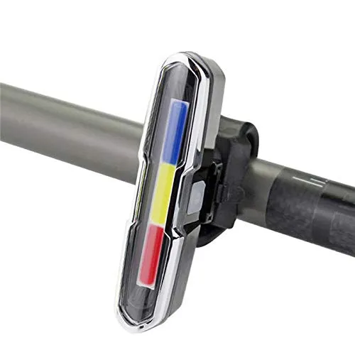 Dark Horse® Bicycle New Tail Light with 3 Colors Red, Blue & White LED Light 6 Mode USB Rechargeable