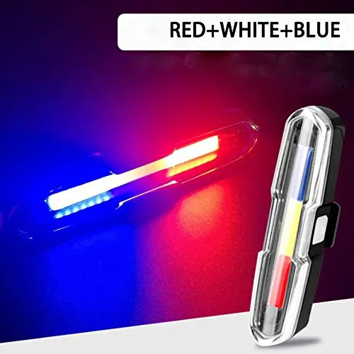 Dark Horse® Bicycle New Tail Light with 3 Colors Red, Blue & White LED Light 6 Mode USB Rechargeable