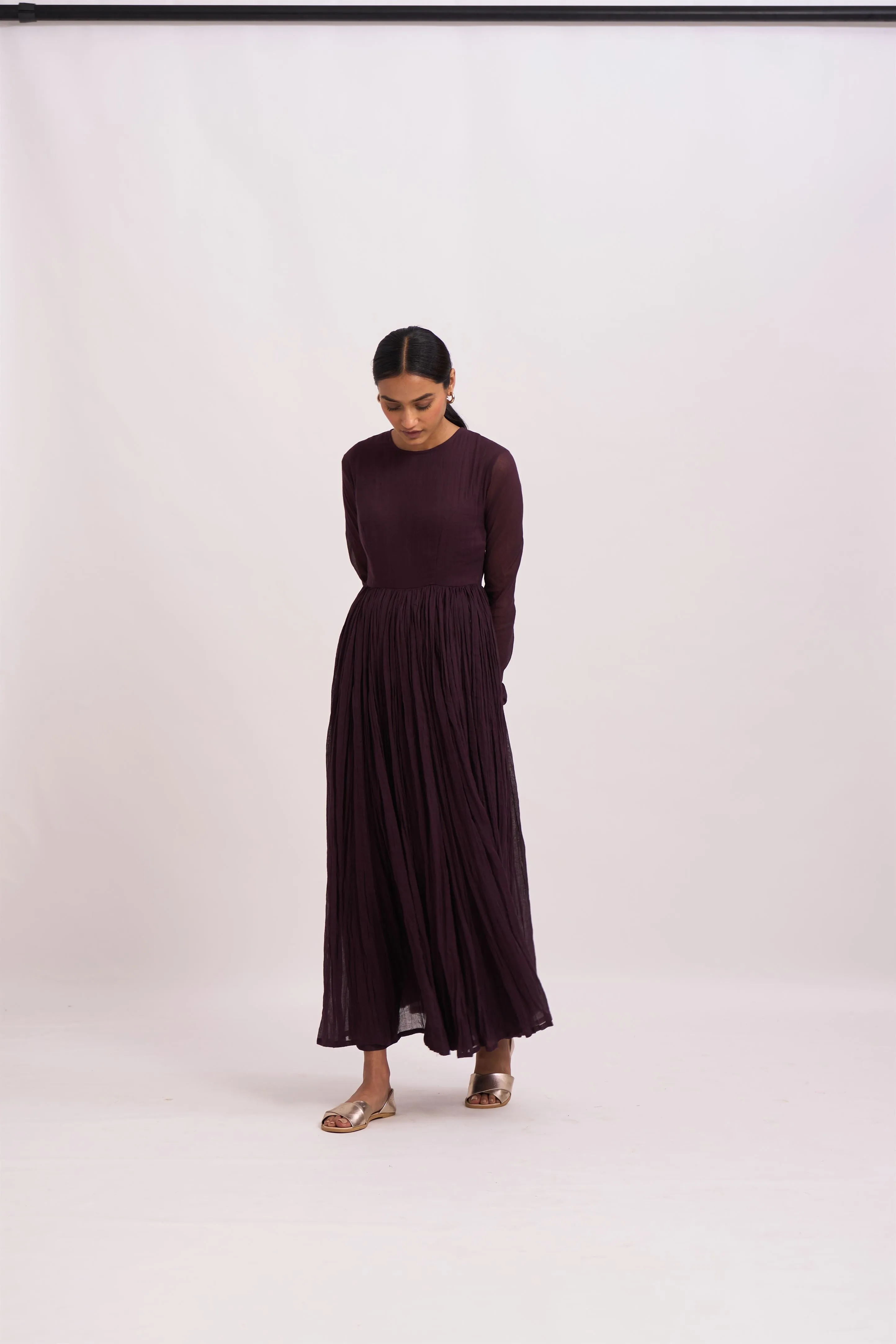 Dot   I   Ghoomar Anarkali Samail - Set  Cotton Gauze Anarkali with Cotton Pants  Wine SS24-G-8