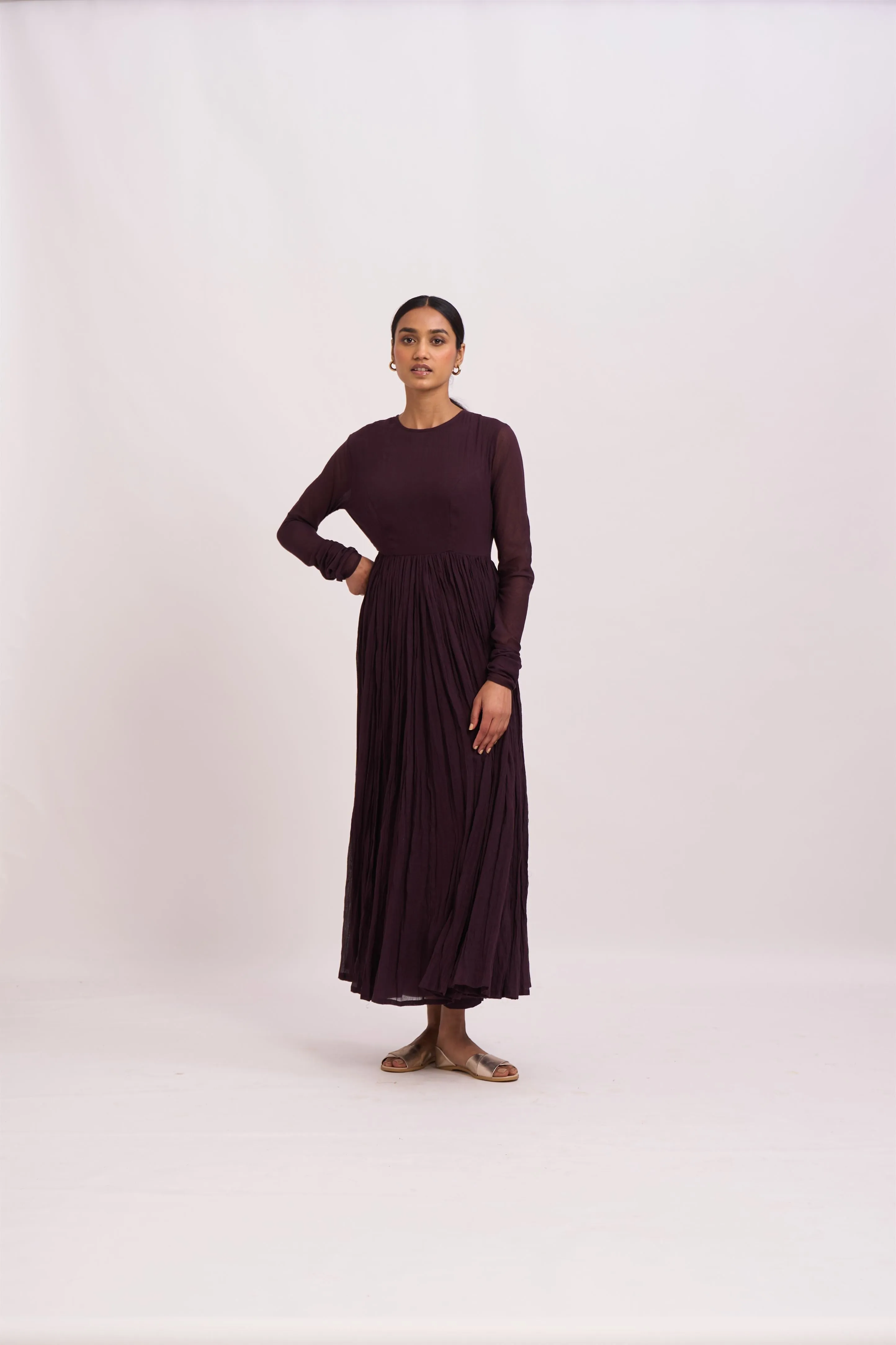 Dot   I   Ghoomar Anarkali Samail - Set  Cotton Gauze Anarkali with Cotton Pants  Wine SS24-G-8