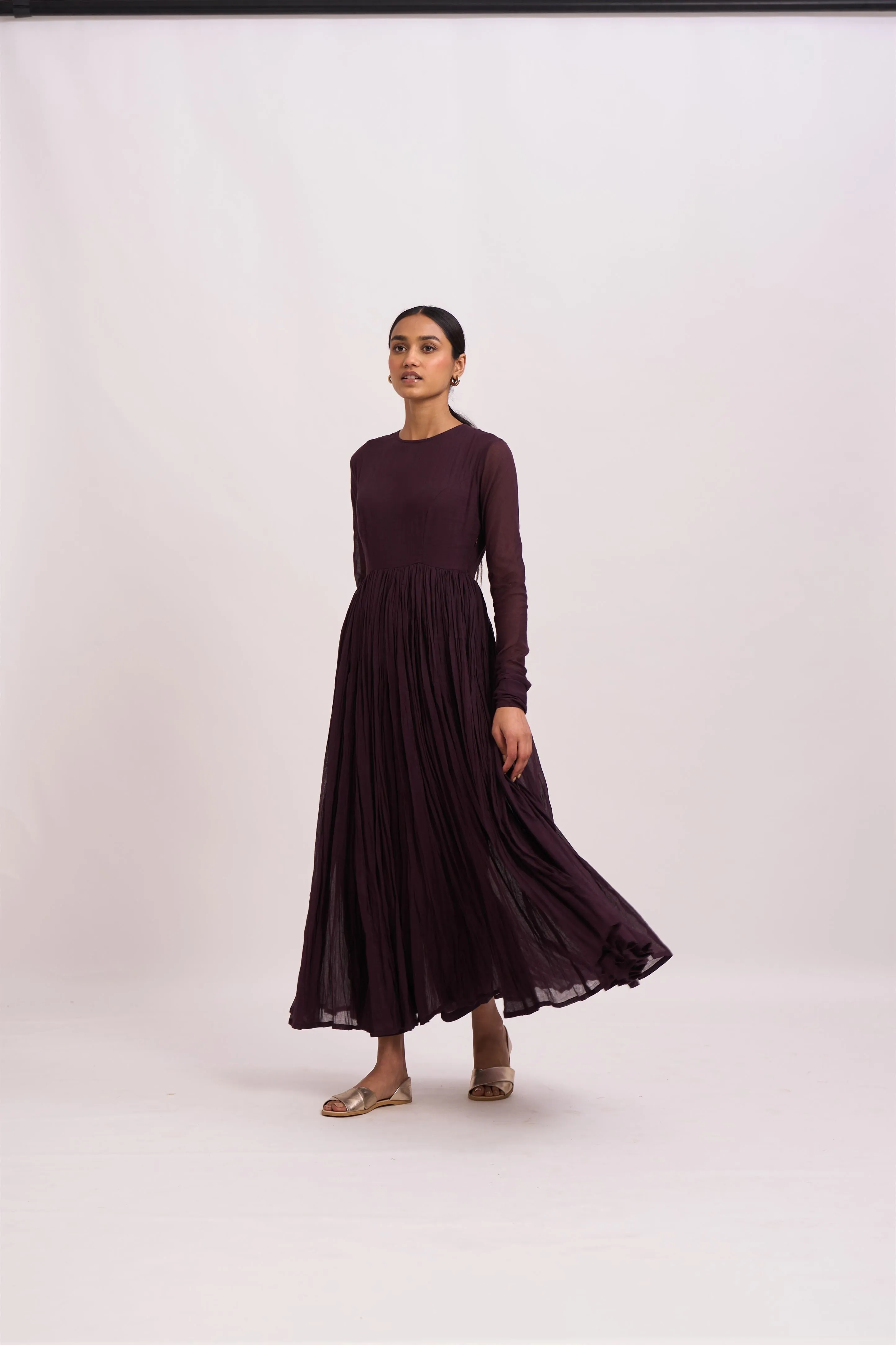 Dot   I   Ghoomar Anarkali Samail - Set  Cotton Gauze Anarkali with Cotton Pants  Wine SS24-G-8