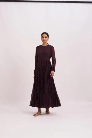 Dot   I   Ghoomar Anarkali Samail - Set  Cotton Gauze Anarkali with Cotton Pants  Wine SS24-G-8