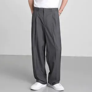 Double Pleated Wide-Leg Casual Pants