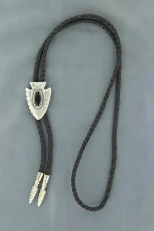 Double S Bolo Tie - Arrowhead w/ Black Stone