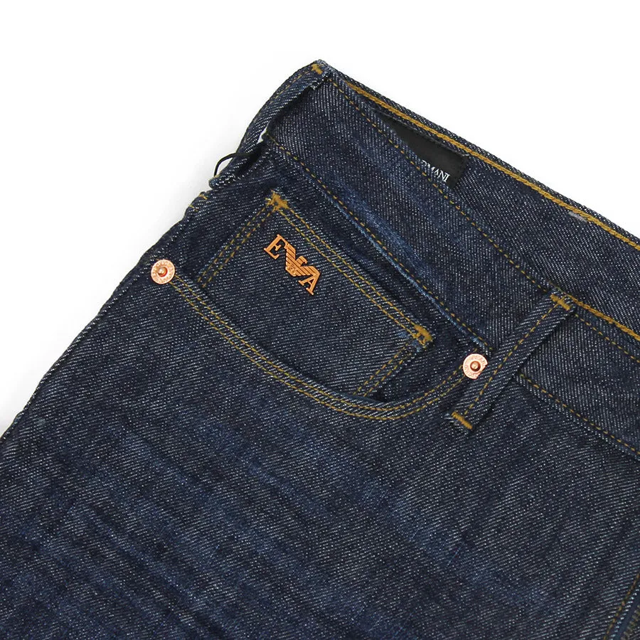 Emporio Armani - J06 Slim Fit Worn Denim Jeans in Navy