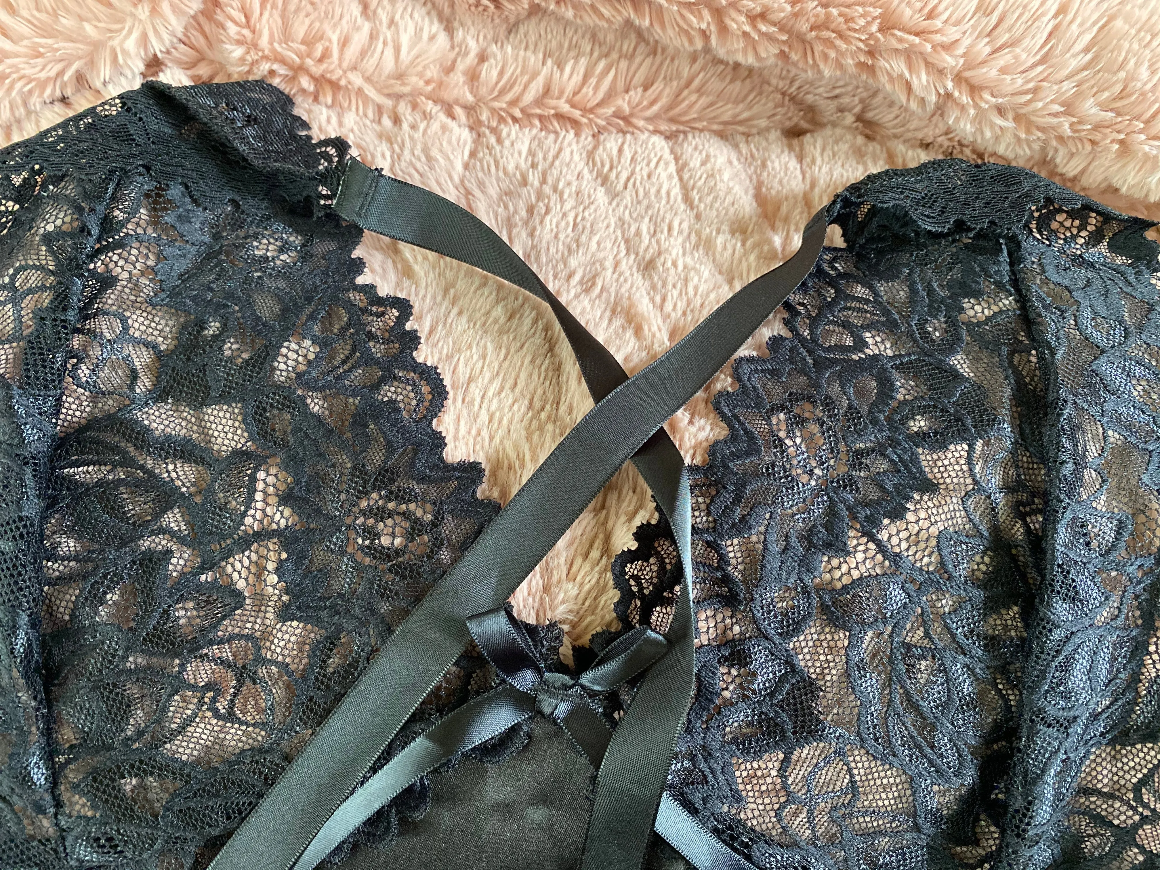 enticing black satin cami set
