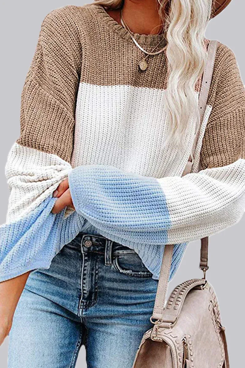 Fashion Casual Solid Patchwork O Neck Tops