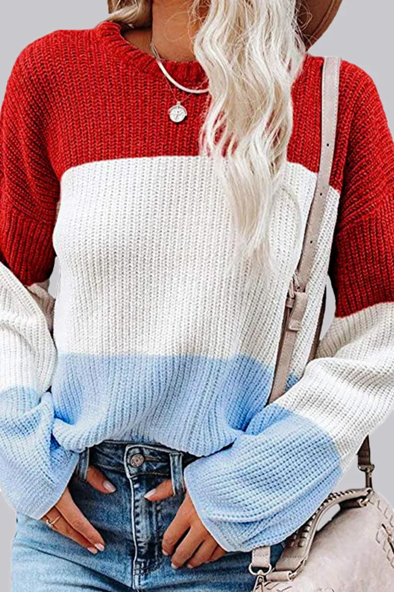 Fashion Casual Solid Patchwork O Neck Tops