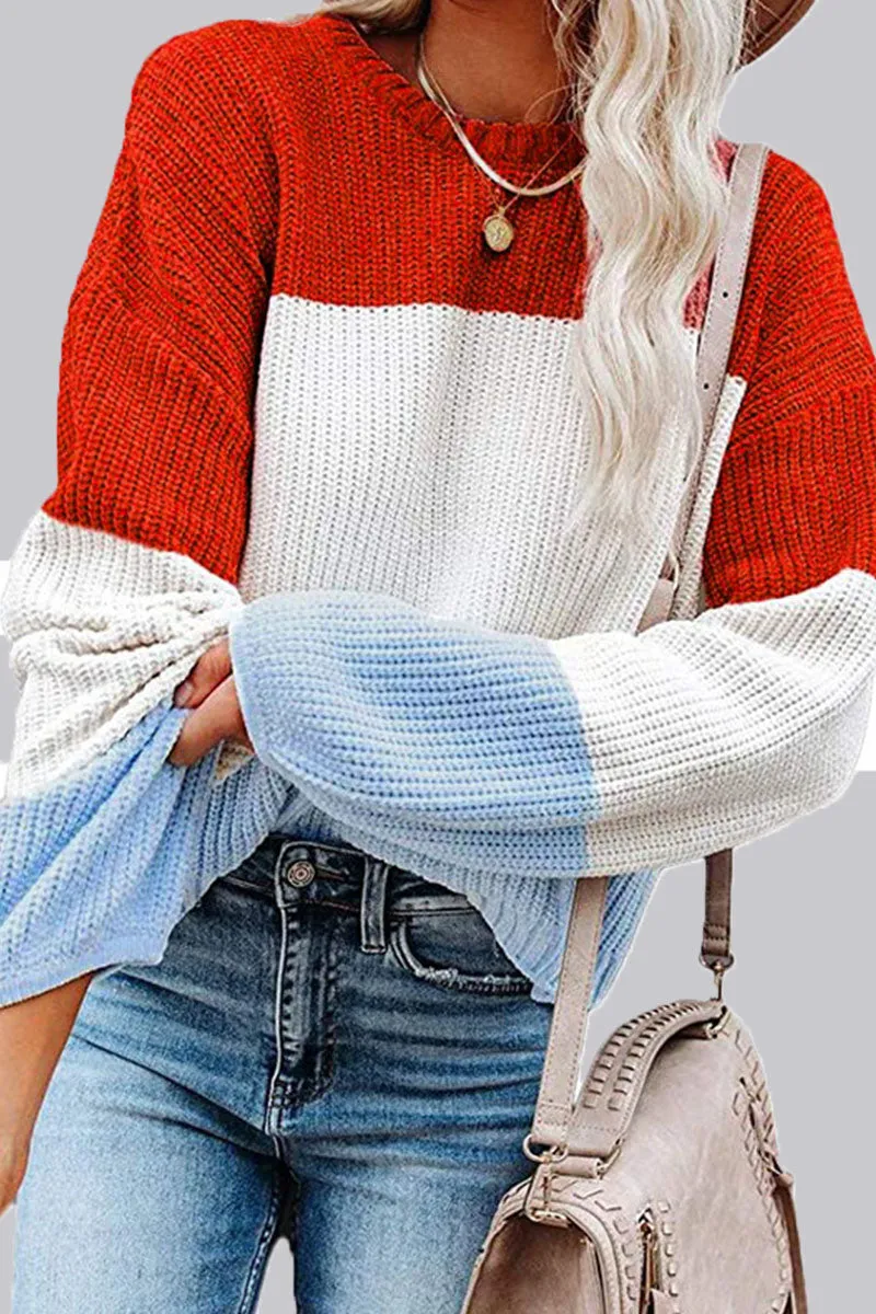 Fashion Casual Solid Patchwork O Neck Tops