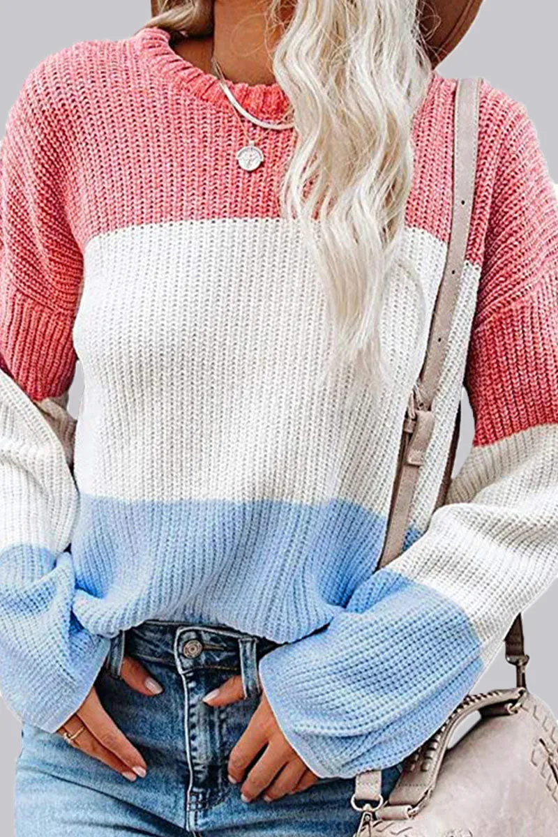 Fashion Casual Solid Patchwork O Neck Tops