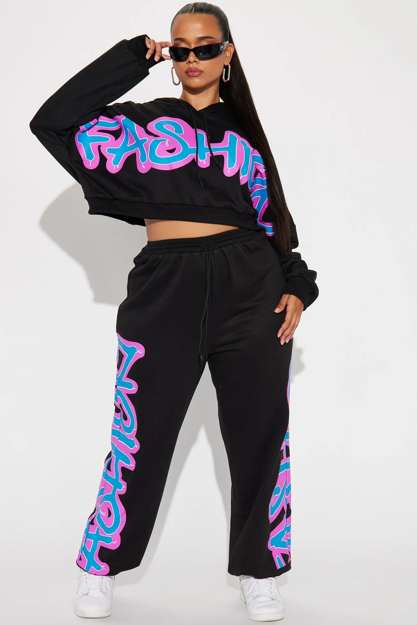 Fashion Statement Jogger Set - Black