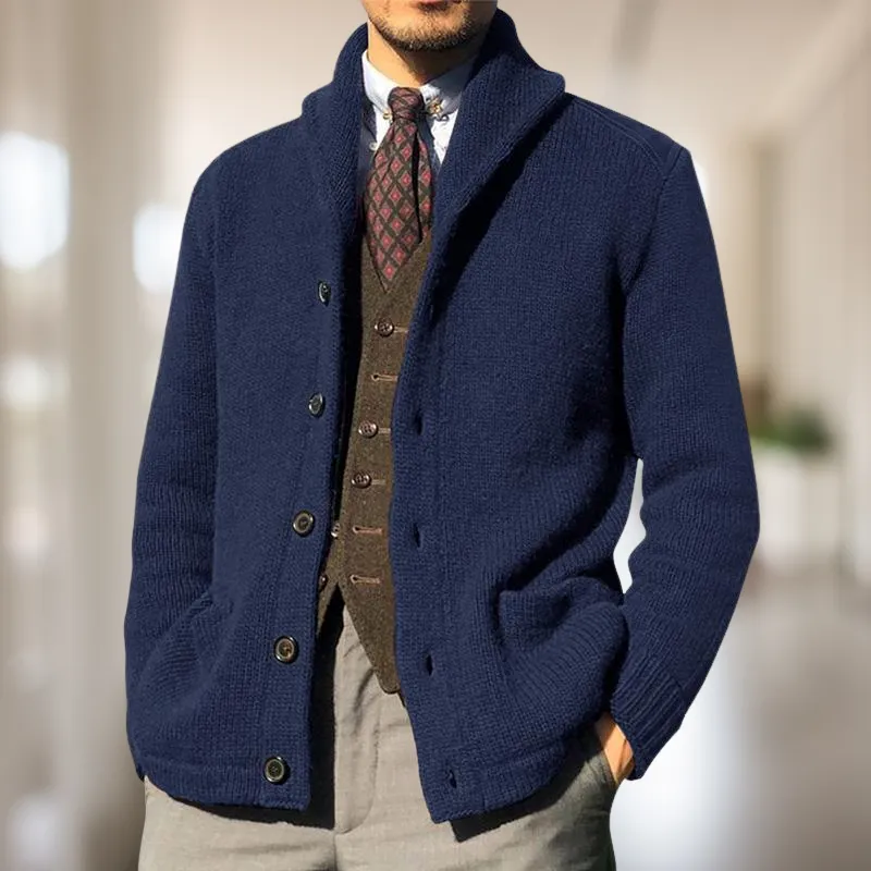 Finnian - Men's Solid Color Button Knit Jacket