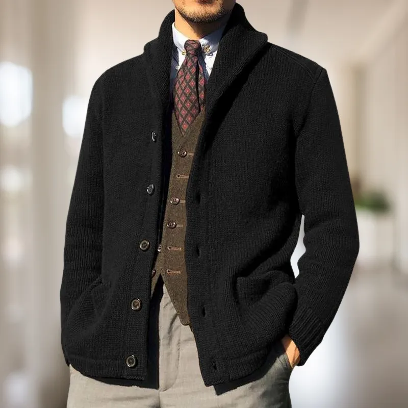 Finnian - Men's Solid Color Button Knit Jacket