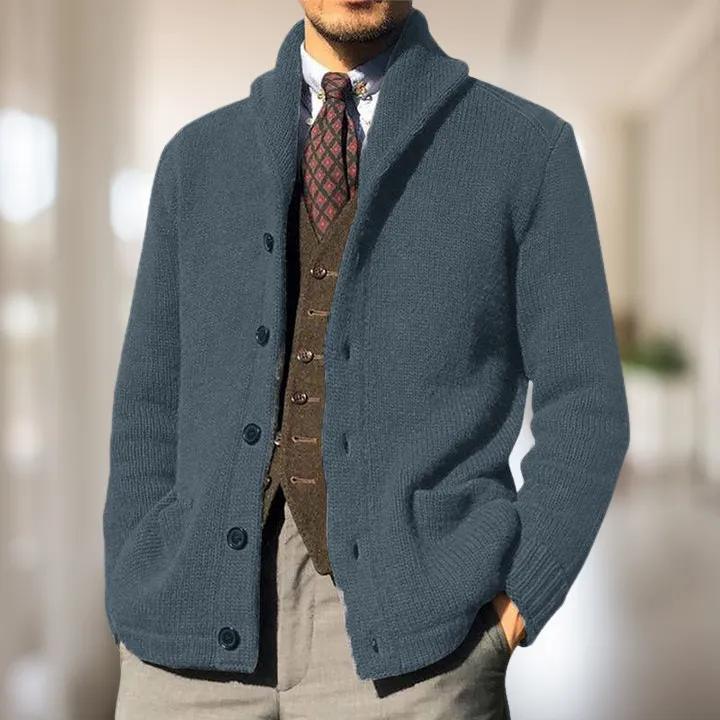 Finnian - Men's Solid Color Button Knit Jacket