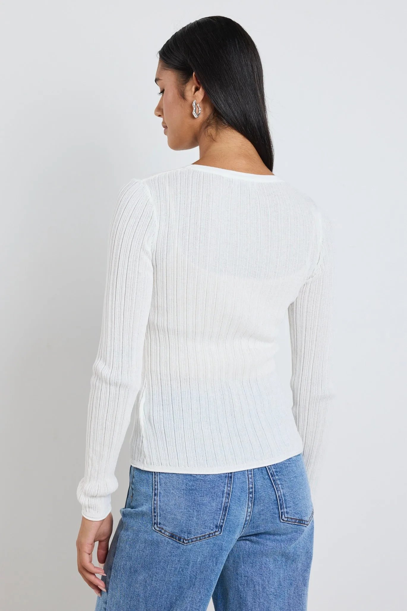 Fragment Ivory Sheer LS Knit Top