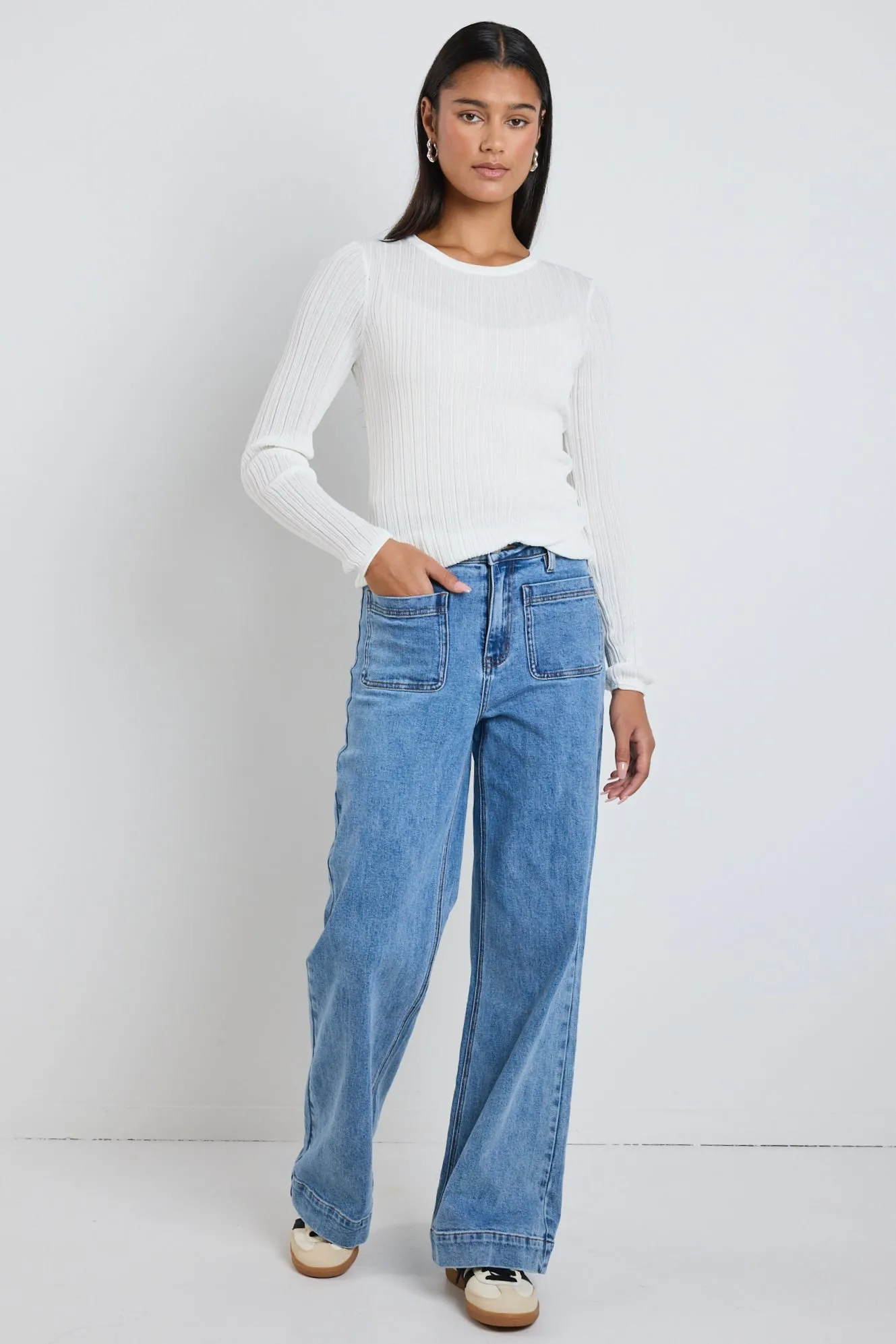 Fragment Ivory Sheer LS Knit Top
