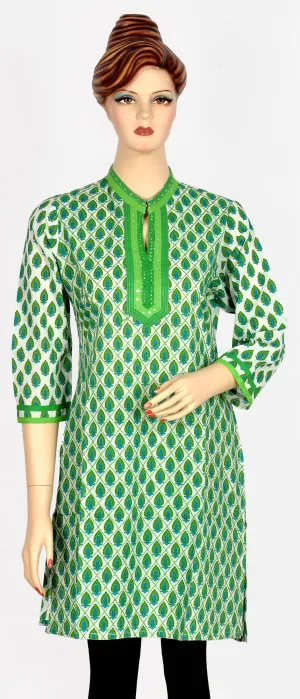 Green Block Print Kurti