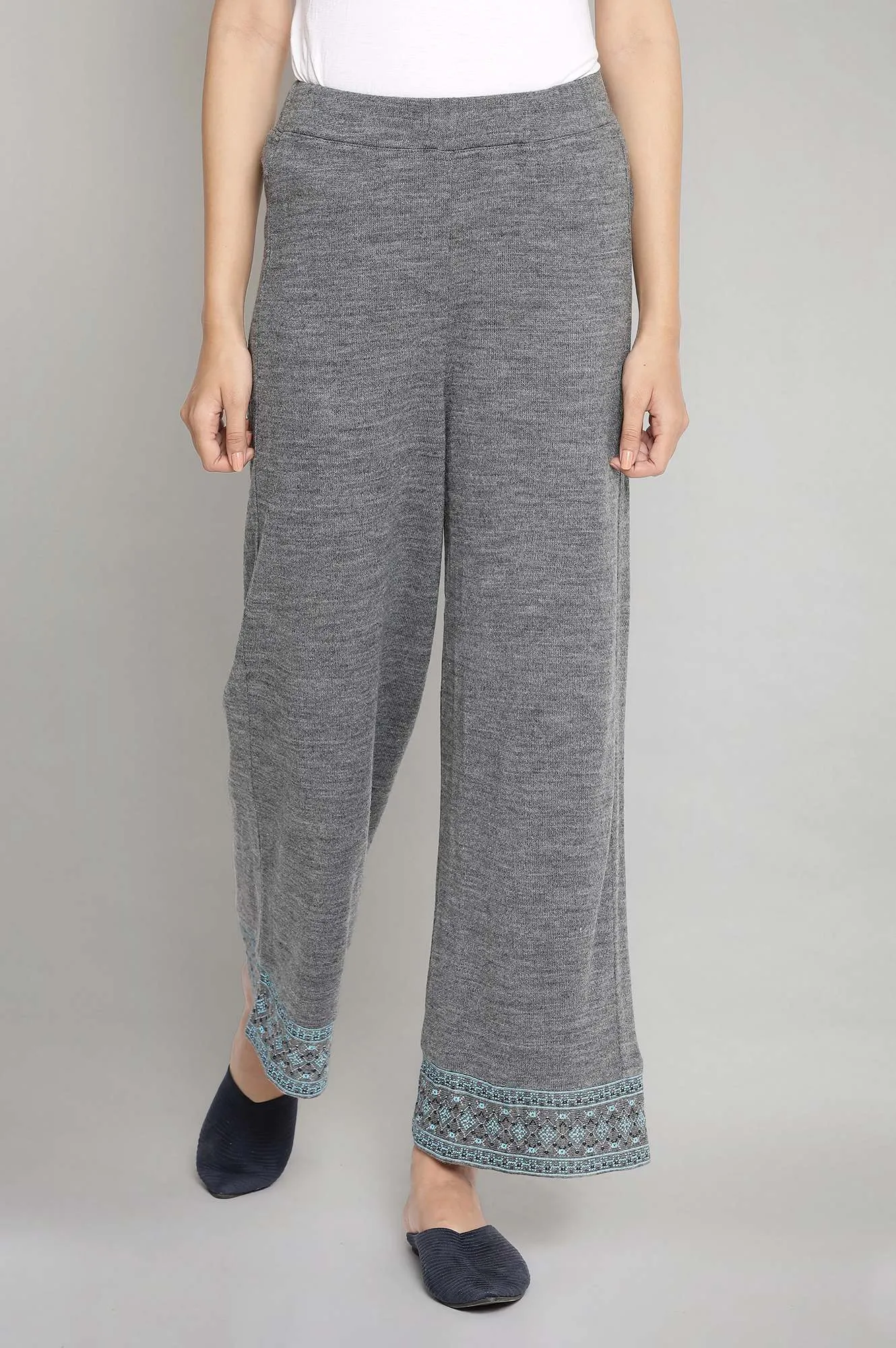 Grey Casual Palazzo Pants