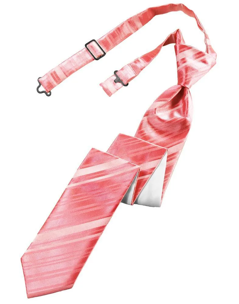 Guava Striped Satin Skinny Necktie