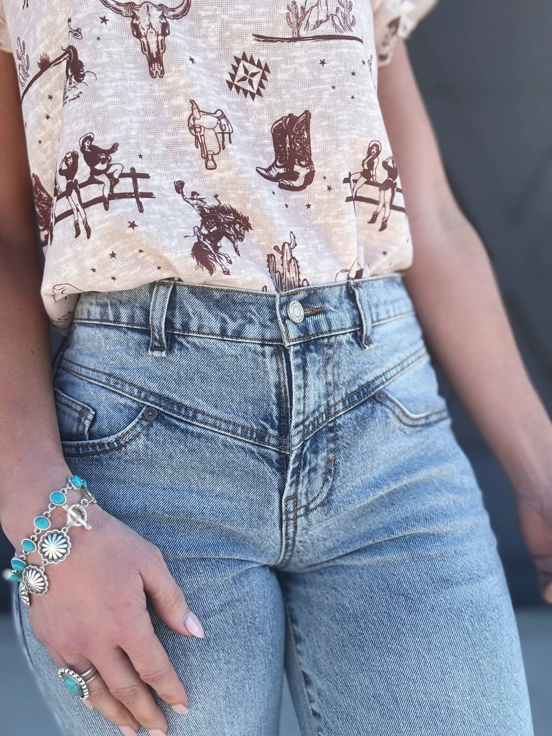Habitual Front Yoke Wide Leg Crop In Sky