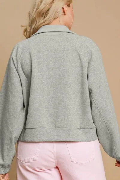 Half Zip Cropped Sweatshirt