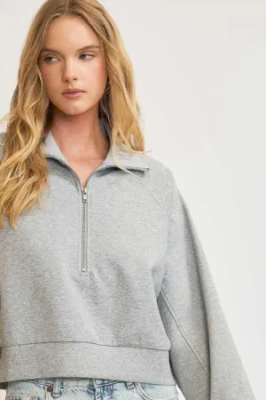 Half Zip Cropped Sweatshirt