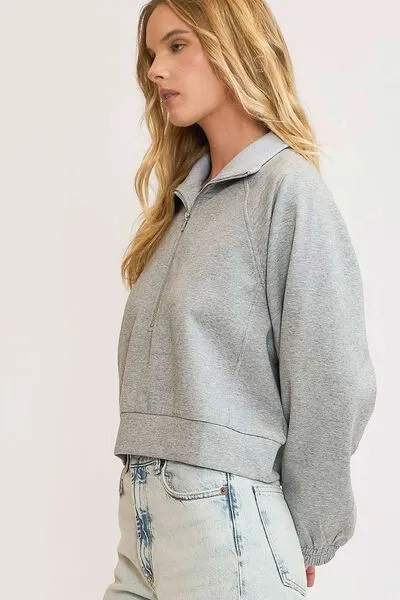 Half Zip Cropped Sweatshirt