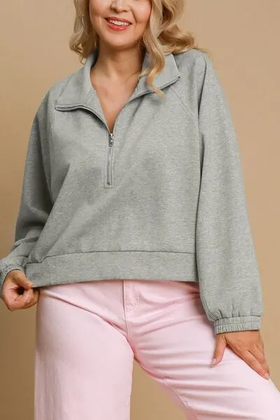 Half Zip Cropped Sweatshirt