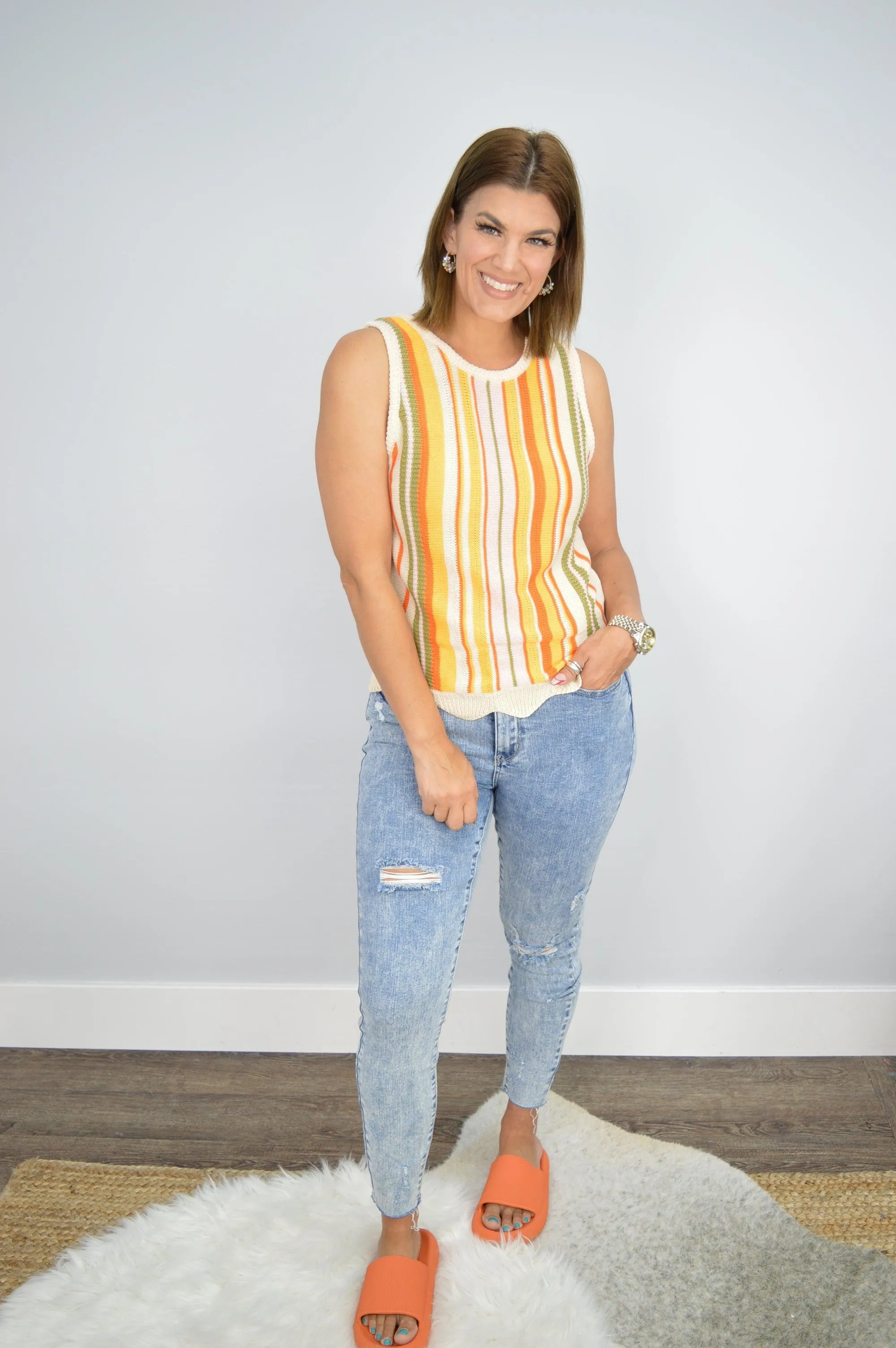 Hazel Blues® | Striped Knitted Tank