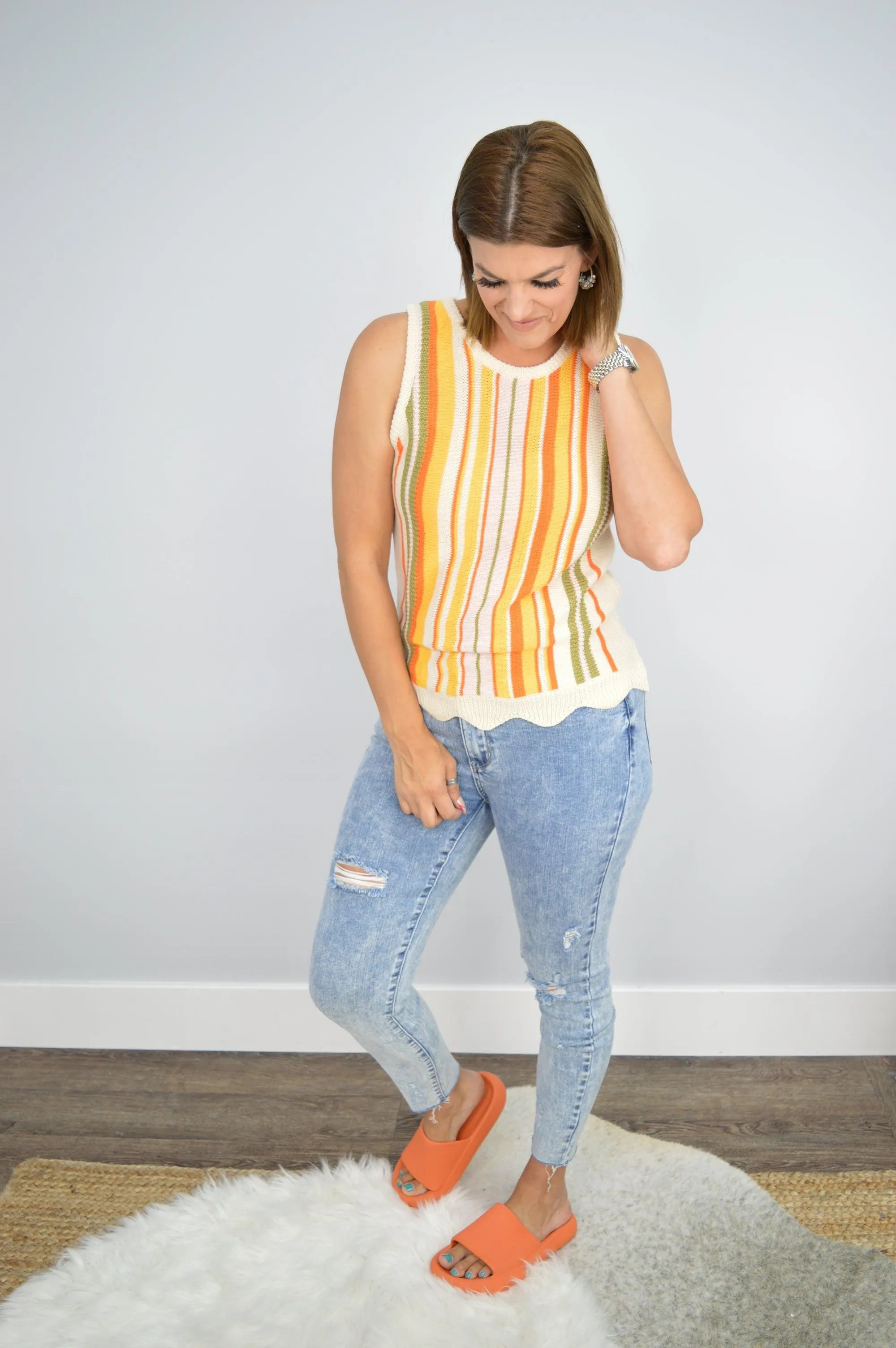 Hazel Blues® | Striped Knitted Tank