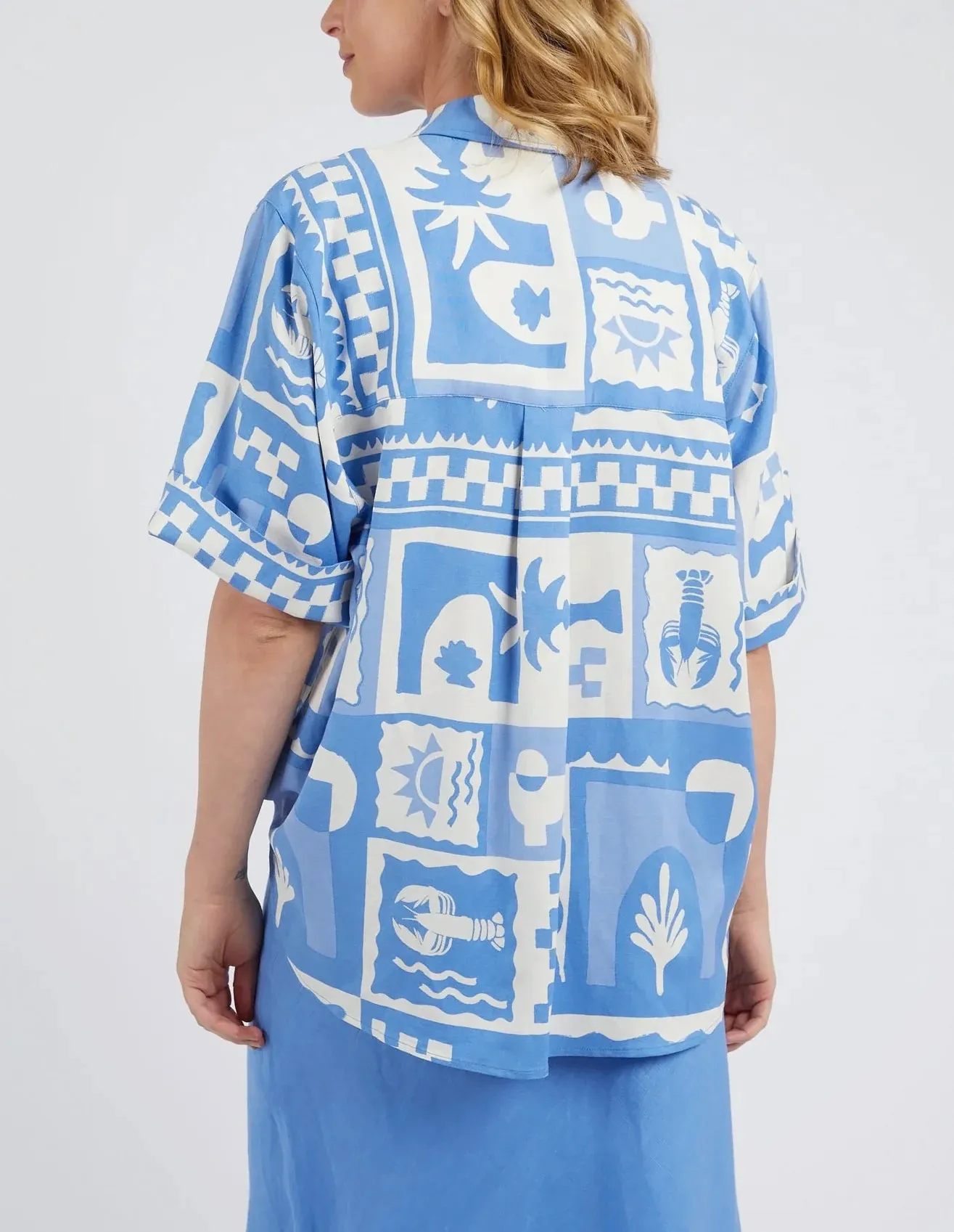Holiday Sun Shirt - Cerulean Holiday Print