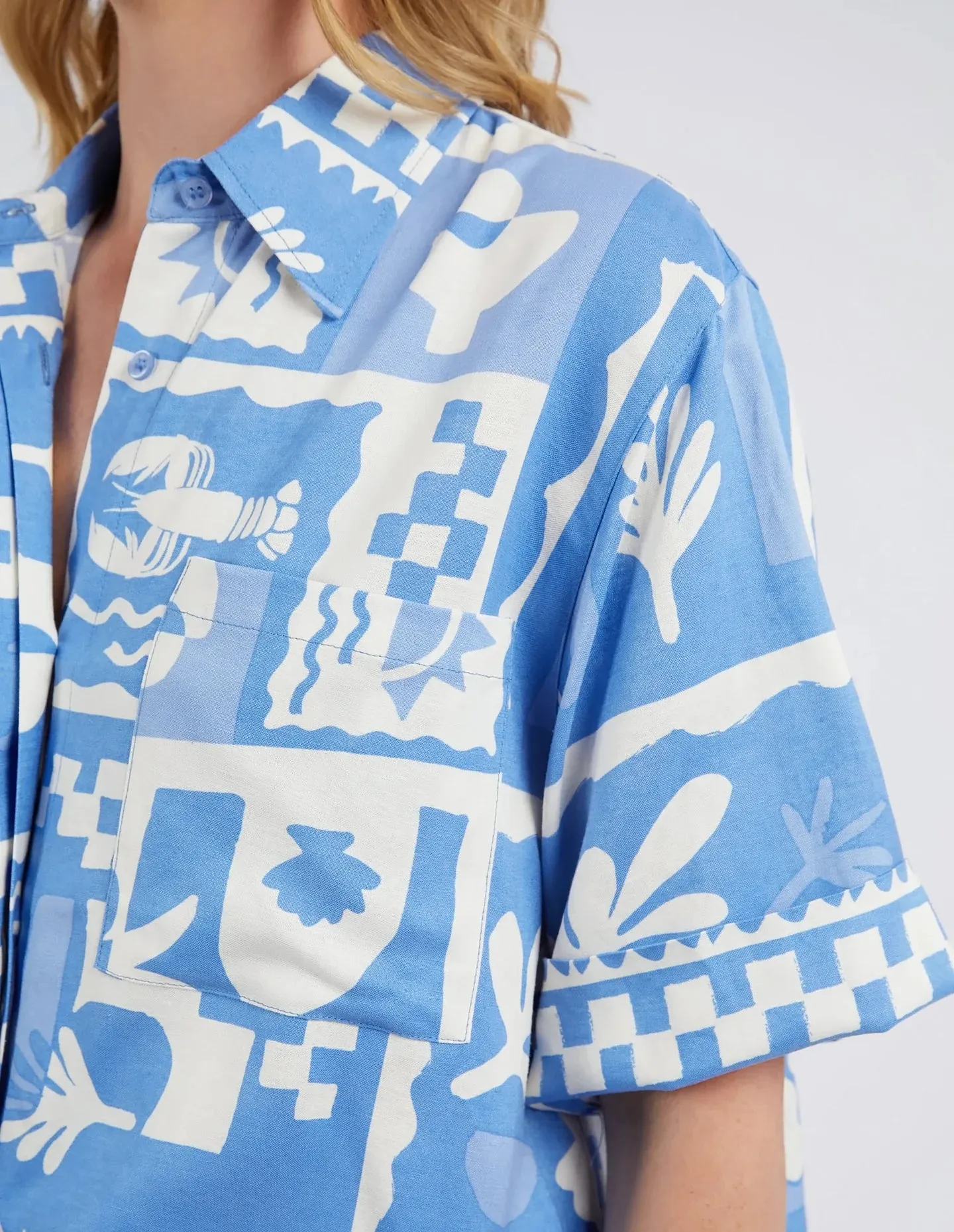 Holiday Sun Shirt - Cerulean Holiday Print