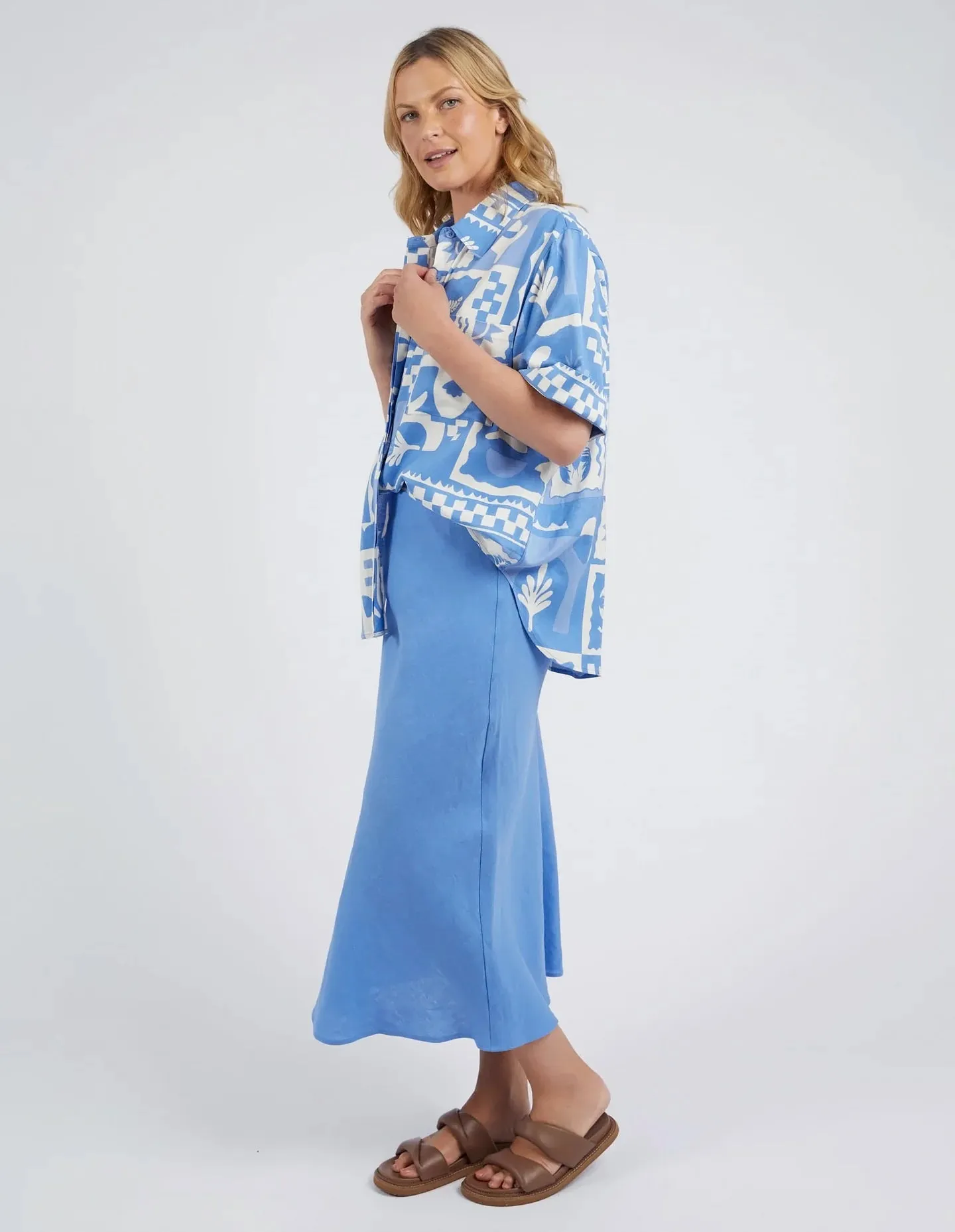 Holiday Sun Shirt - Cerulean Holiday Print