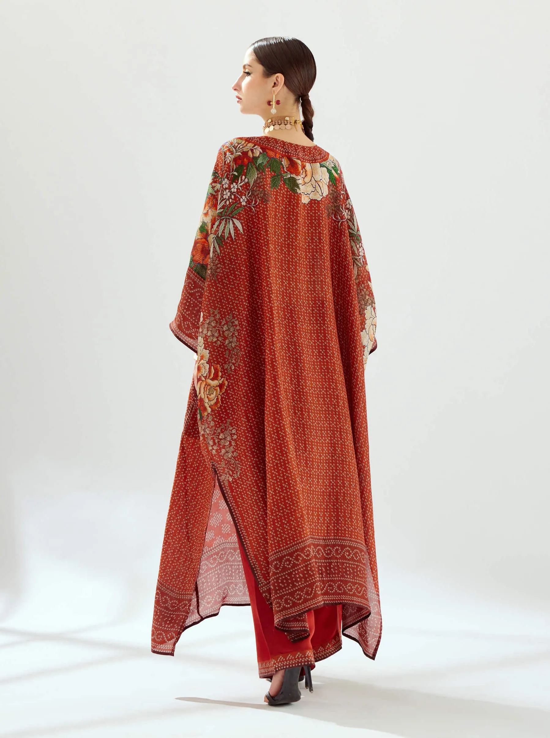Ichika rust silk kaftan