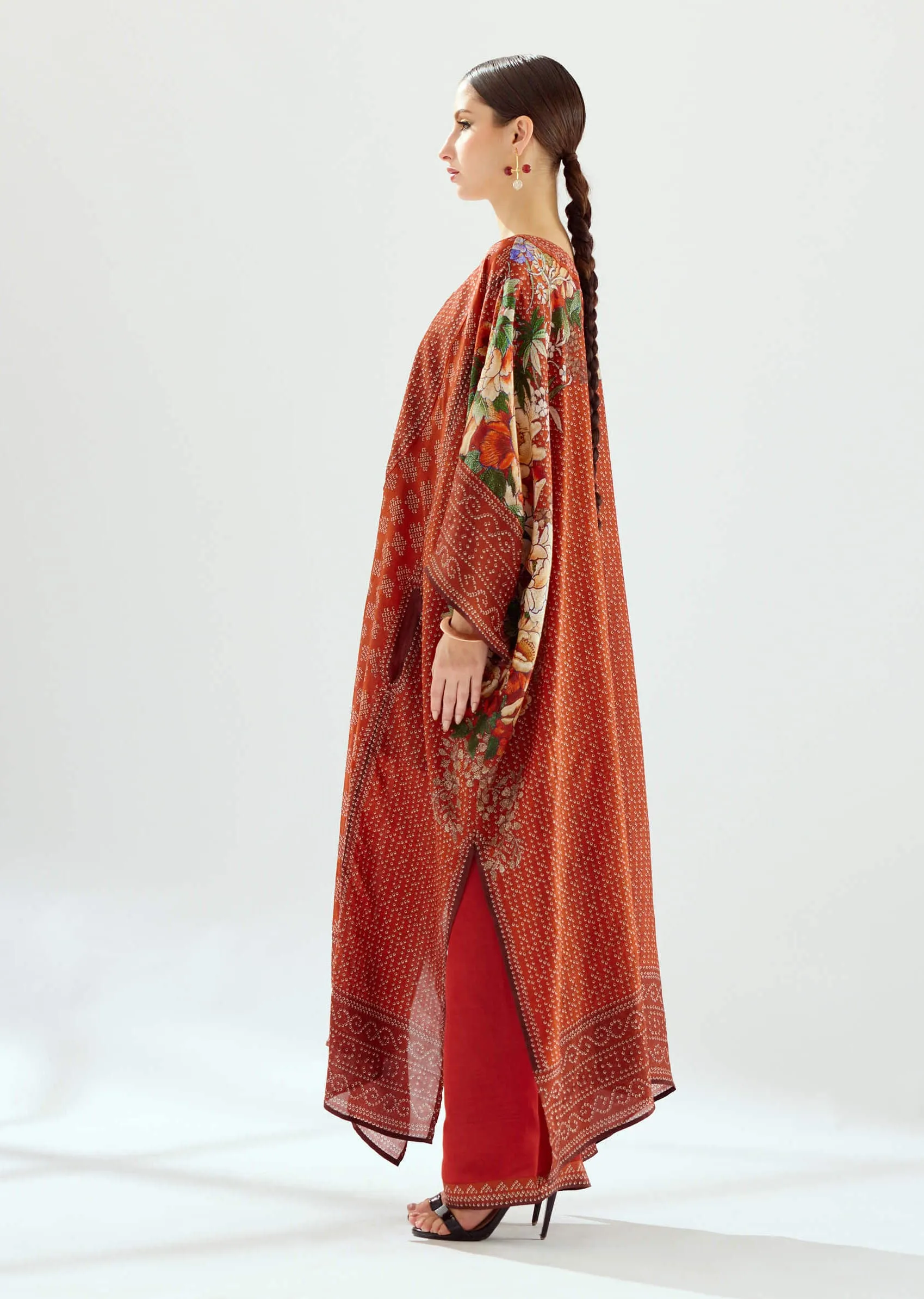Ichika rust silk kaftan