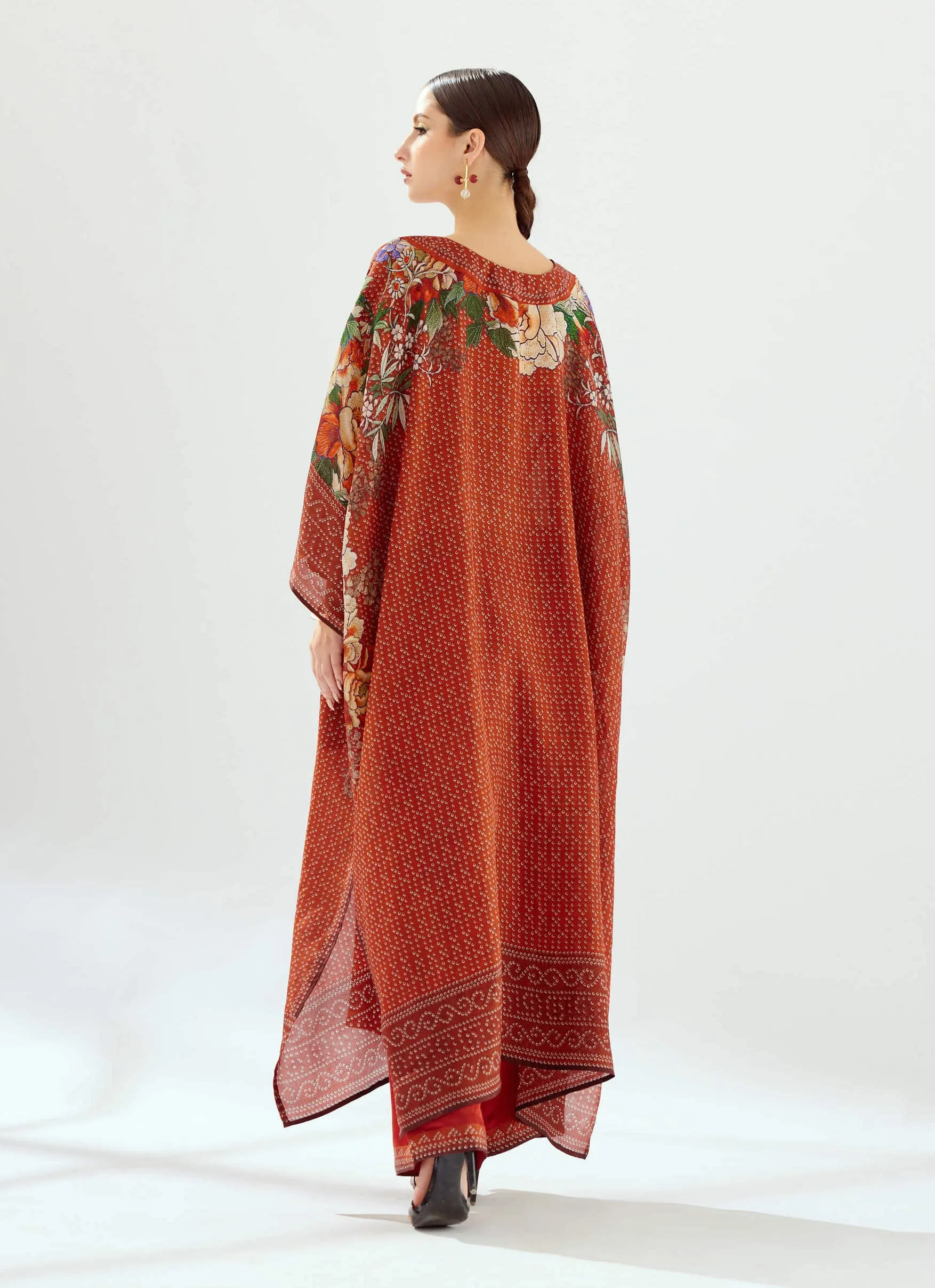 Ichika rust silk kaftan