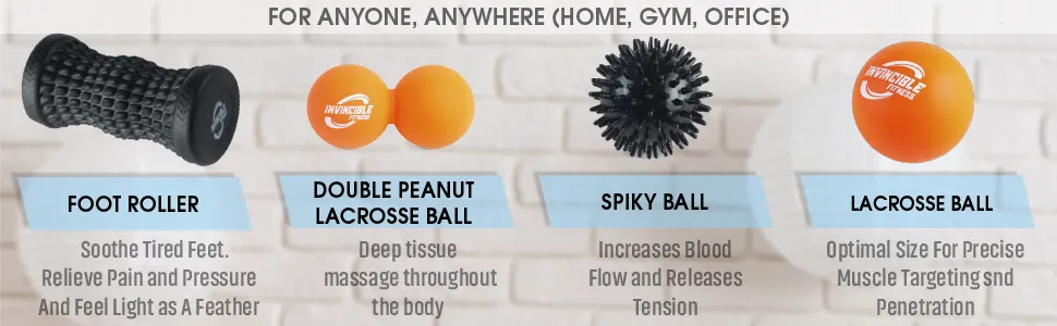 Invincible Fitness Massage Ball & Foot Roller Set