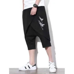 Irregular Capri Pants - Black L