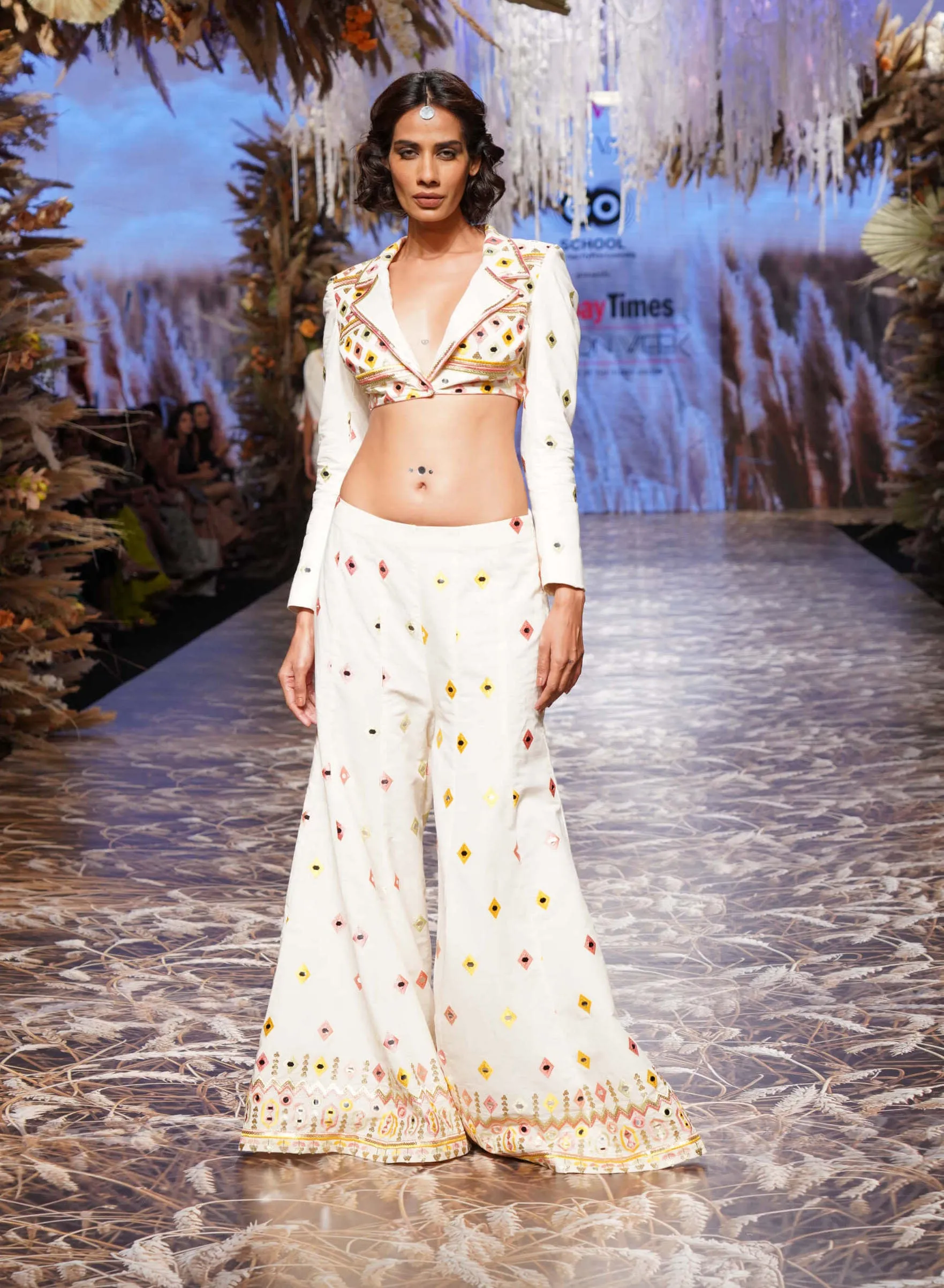 Ivory inaya pant and cropped jacket