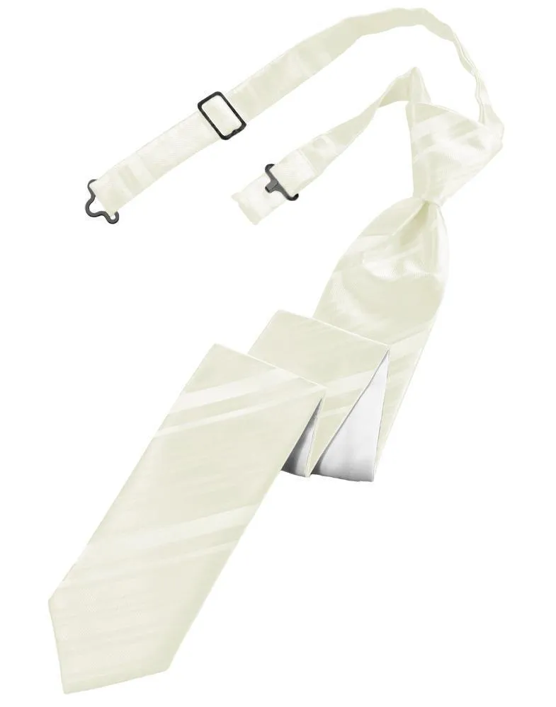Ivory Striped Satin Skinny Necktie