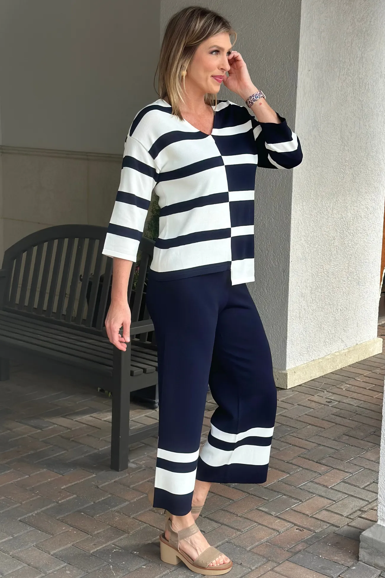 Joseph Ribkoff Striped Casual Wide Trousers
